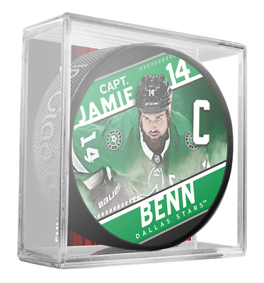 #ad NHL Captain Series Jamie Benn #14 Dallas Stars Souvenir Hockey Puck w Cube $14.95