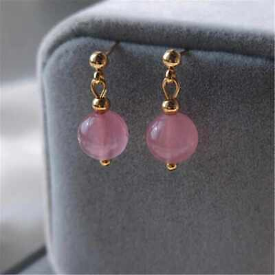 #ad Fashion Big round Pink Crystal Gold Earrings Diy Party Thanksgiving Mother#x27;s Day C $3.92