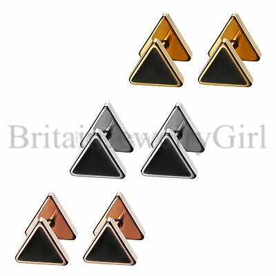 #ad 2 6pc Triangle Ear Stud Earrings Stainless Steel Piercing Jewelry for Men Women $889.00