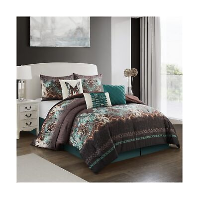 #ad Stratford Park Butterfly 7 Piece Comforter Set Chocolate California King Be... $131.31