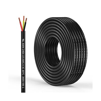 #ad 10 Gauge 3 Conductor Electrical Wire Oxygen Free Copper Cable 100FT 30.5M Fle... $243.68