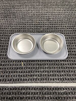 TOP PAW LARGE DOG FOOD amp; WATER BOWL 1 PIECE with No Spill Non Skid Silicone Mat $19.99