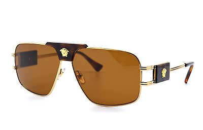 #ad NEW VERSACE VE2251 147073 GOLD BROWN SUNGLASSES 63 12 145 AUTHENTIC $240.00