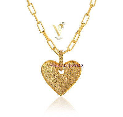 #ad Heart Necklace 14K Solid Gold Pave Diamond Heart Necklace Natural Diamond Gold $17.52
