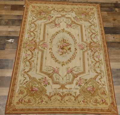 #ad 4#x27;x6#x27; Stunning French Aubusson DES Floral hand knotted wool Needlepoint rug $244.50