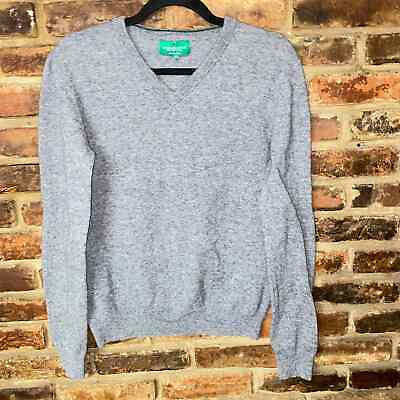 #ad Emerald Style Gray Lambs Wool V Neck Pullover Sweater Men#x27;s Size Small $18.00