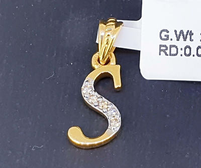 #ad Diamond Initial S pendant 14K Gold Natural Diamond Fine Jewelery $156.00