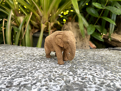 #ad Lifelike carved elephant made from teak wood by handmade $123.70