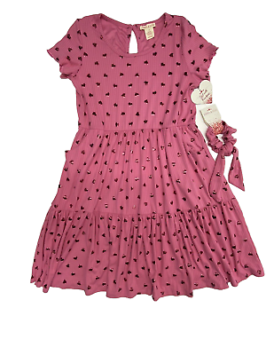 #ad Emma amp; Elsa Pink Girls Dress Size 16 Pink Hearts NWT $16.00