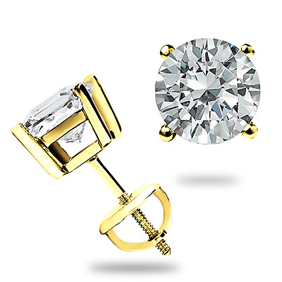 2.0 CT GRA MOISSANITE EARRINGS 14K SOLID YELLOW GOLD STUDS SCREW BACK GREAT GIFT $64.95
