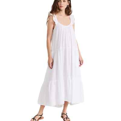 #ad 4our Dreamers Cotton Muslin Midi Dress White Sleeveless Crepe Layered Size XS $34.99