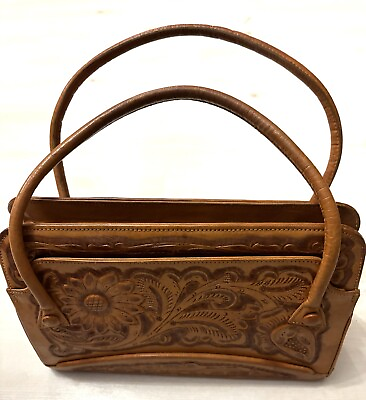#ad Vintage 1970’s Mexico Leather Hand Tooled Purse handbag $35.00