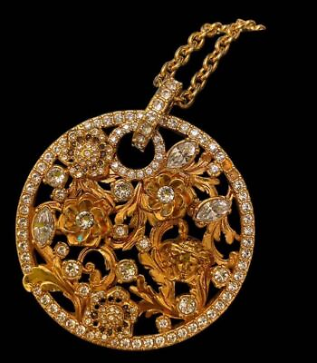 #ad versace necklace gold long diamonds Pendants w Box MEN#x27;S Ladies Accessories Auth $248.21