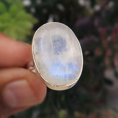 #ad Rainbow Moonstone Solid 925 Sterling Silver Ring Meditation Ring Jewelry $42.30