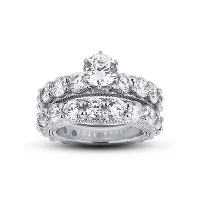 #ad 9.54ct E SI1 Round Natural Diamonds 14k Vintage Style Matching Bridal Set $13104.50