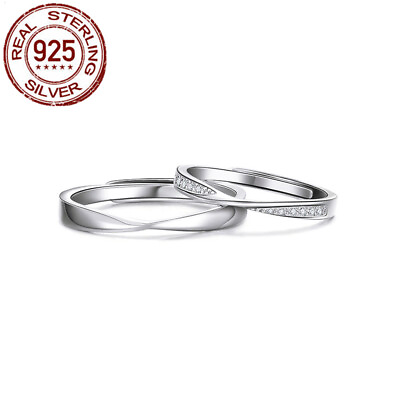 #ad Women Men Couple Solid 925 Sterling Silver Cubic Zircon Twist Rings Jewelry Gift $7.92