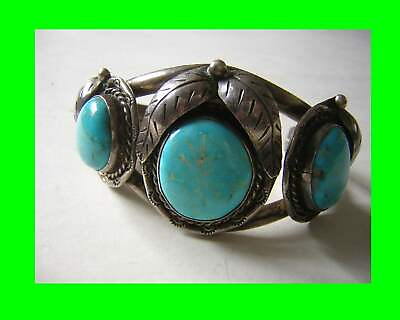 #ad VINTAGE OLD PAWN NAVAJO Turquoise and Silver Bracelet $450.00