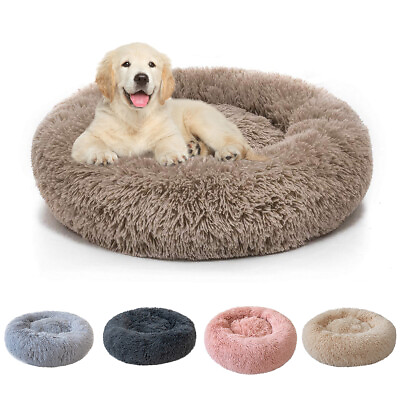 #ad Donut Plush Pet Dog Cat Bed Fluffy Soft Warm Calming Bed Sleeping Kennel Nest $13.98