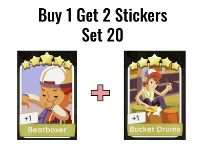 #ad BUNDLE STICKER for Monopoly Go Beatboxer Bucket Drums SET 20 $11.75