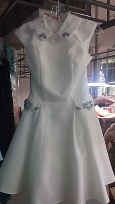#ad Elegant White Short Pageant Interview Dress Homecoming Size 4 $100.00