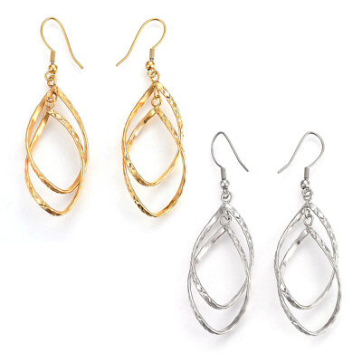 #ad Stainless Steel Dangle Earrings Carved Gold Silver 65mm Pendant 46x19x4mm P155 $8.99