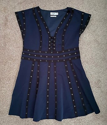 #ad Zac Posen Target 20th Anniversary Dress Navy Blue Black Snap Ribbon Detail 14 $39.99