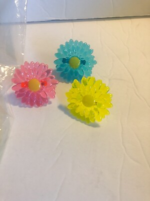 #ad Vintage Cupcake Toppers Lot of 66 Flower Rings Pink Yellow Blue Spring Garden D $21.99