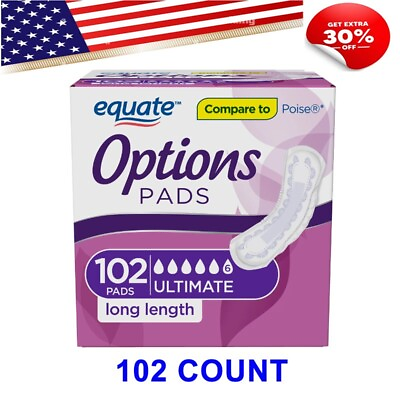 #ad Options Women#x27;s Ultimate Long Incontinence Pads 102 Ct Protection Against Leak $30.99