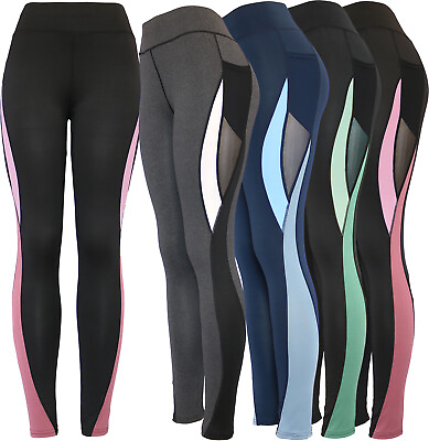 #ad Womens Active Workout Leggings with Mesh Pockets High Waist Yoga Pants $14.95