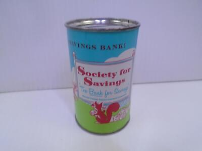 #ad #ad VINTAGE CONNECTICUT CT SAVINGS ADVERTISING COLLECTIBLE TIN CAN BANK FREE Samp;H G59 $21.99