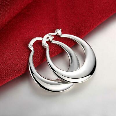 #ad 925 sterling Silver hook Round Earrings charms for women wedding cute C $2.68