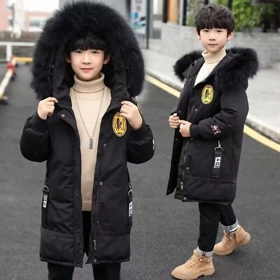 #ad 5 13 Years Teen Boys Winter Thicken Warm Kids Jacket Zipper Children Outerwear $34.38