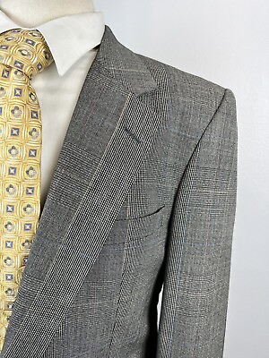 #ad Burberry London Men’s Gray Glen Check Wool Suit Size 40 R Pants 36 X 29 Vintage $124.98