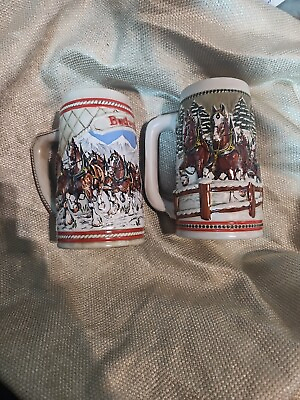 #ad Vintage Or Antique 1984 1985 BUDWEISER Christmas Steins $75.00