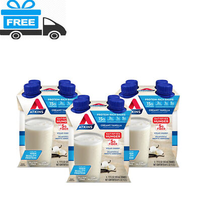 #ad 3 4ct Packs Ready to Drink Atkins Gluten Free Protein Rich Shake Vanilla..... $15.99