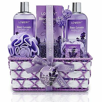 Bath amp; Body Gift Basket For Women Honey Lavender Home Spa Set with Oil Diffuser $36.99