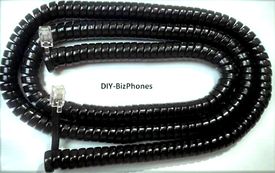 #ad Black Long Handset Cord Landline Phone Generic Curly Coil Glossy Telephone 25Ft $8.49