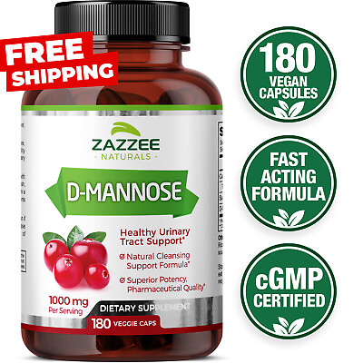 #ad D Mannose Capsules 180 Veggie Caps 1000mg 100% Pure UTI Relief Urinary Tract USA $25.94