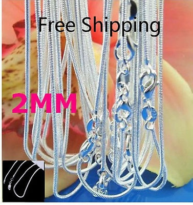 #ad #ad 5pcs Fashion Silver 925 2MM Snake Chain Necklace for EUR Bead Pendant jewelry $4.30