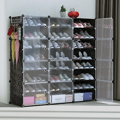 #ad 60 Pairs Shoe Rack Organizer 10 Tier Stackable Shoe Storage Cabinet Space Saving $42.86