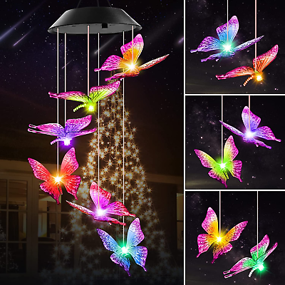 #ad Mom Gifts for Mothers Day Grandma Gift Butterfly Solar Wind Chimes for outside $23.98