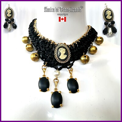 jewelry woman fashion choker necklace antique cameo earrings weeding set collier C $354.35