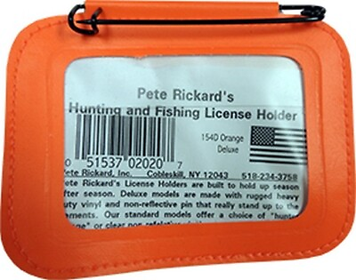 #ad Pete Rickard 154D Hunting License Holder Orange 3.5quot; x 4.5quot; $9.81