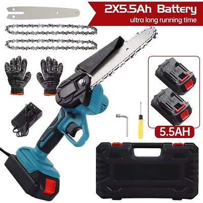 #ad 6quot; Electric Mini Handheld Chainsaw Kit Cordless Chain Saw W 2 Battery 2 Chain $40.90