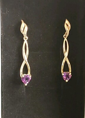 #ad 14k Gold Amethyst Dangle Earrings $179.00