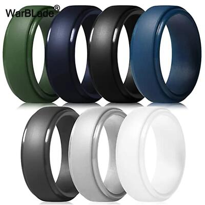 #ad Silicone Wedding Ring for Men 8 Pack Breathable Silicone Rubber Wedding Bands $10.54