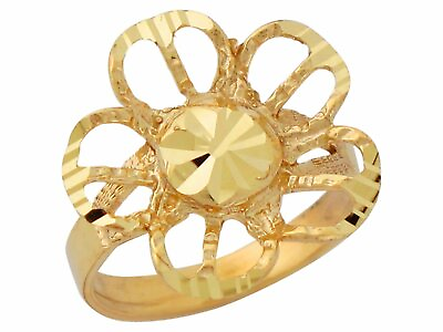 #ad 10k or 14k Yellow Gold Elegant Ladies Flower Floral Design Ring $354.99