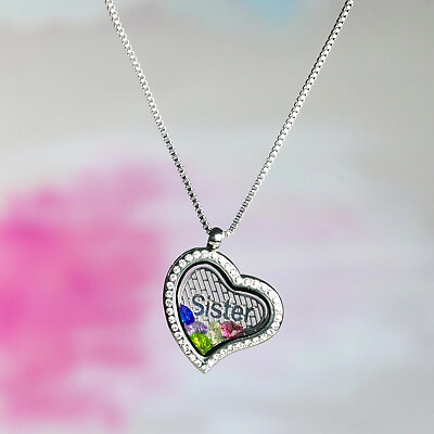 Heart Locket Necklace Memory Locket Gift for Mom Sister Dad Personalized Gift $14.95