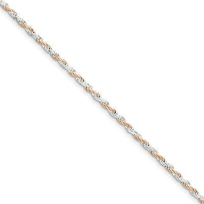 #ad Sterling Silver Two Tone 2.3mm Rose Vermeil D C Rope Bracelet w Lobster 7quot; 8quot; $50.00