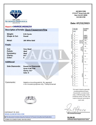 #ad 3 4ct E SI1 Round Natural Certified Diamonds 18k Gold Classic Three Stone Ring $1840.52
